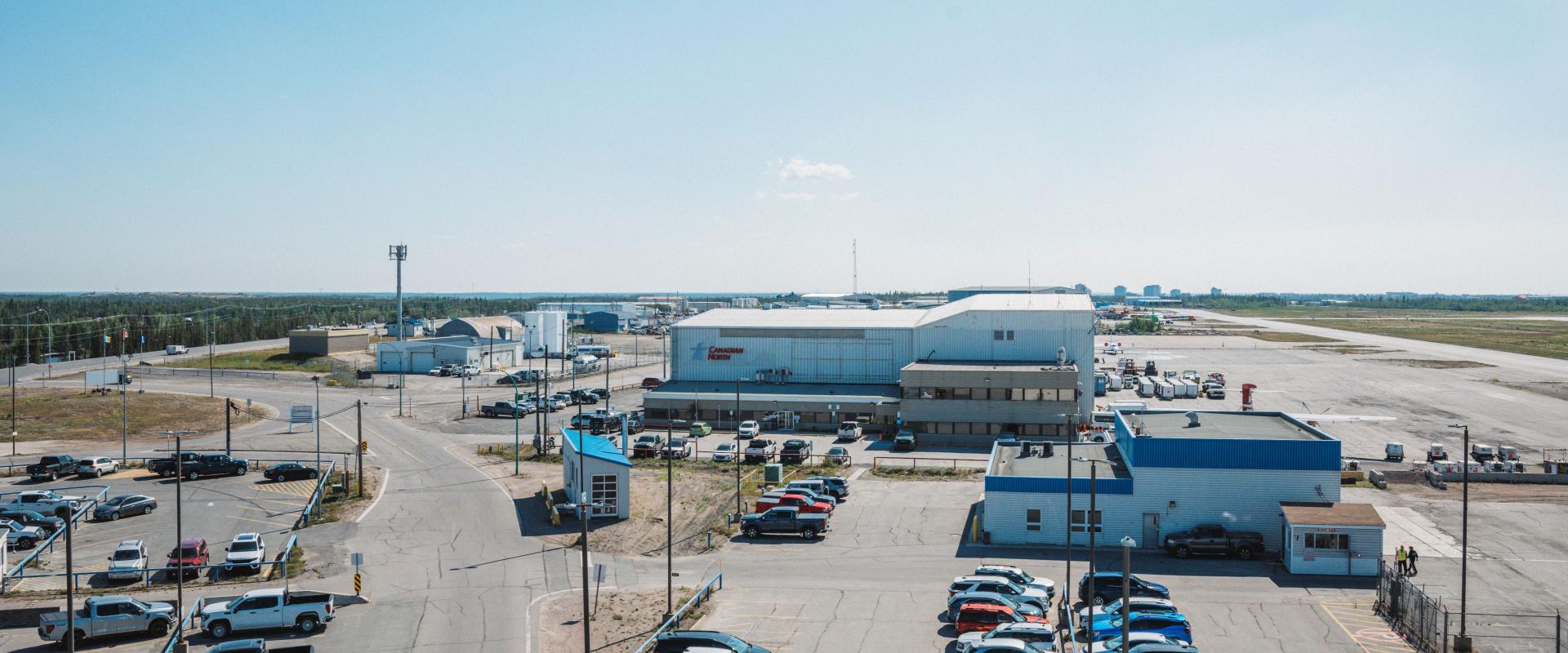The image shows the airport grounds